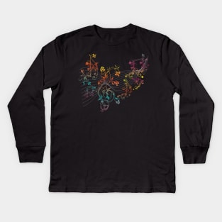 Floral Music Notes Kids Long Sleeve T-Shirt